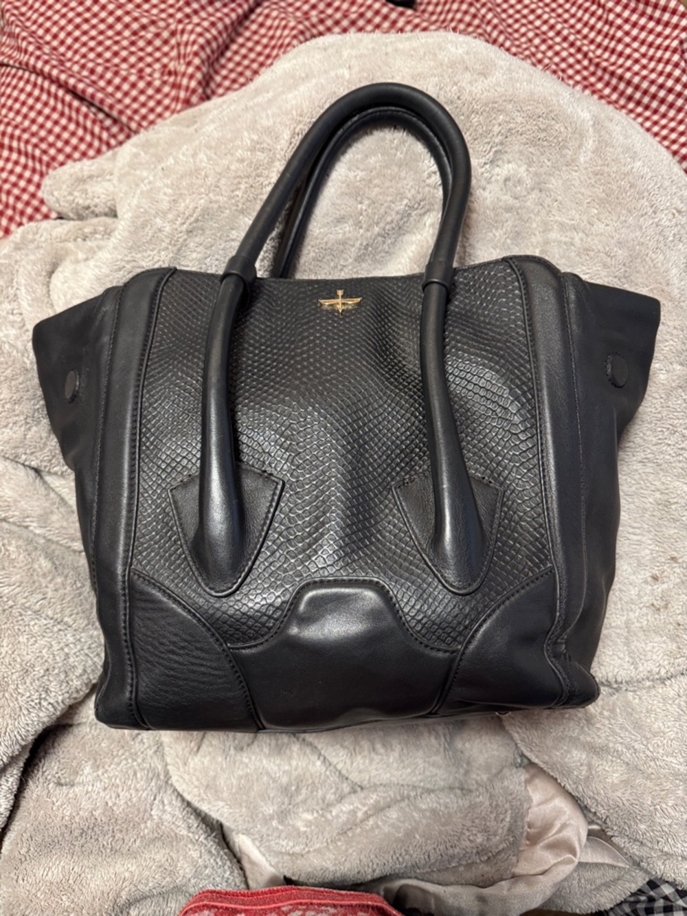 Pour La Victoire Black Textured Leather Tote